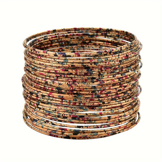 Colorful Beaded Bracelet Set with 60 Pieces - Boho-Chic Style, Made of Alloy, Ideal for Everyday Wear and Gifts