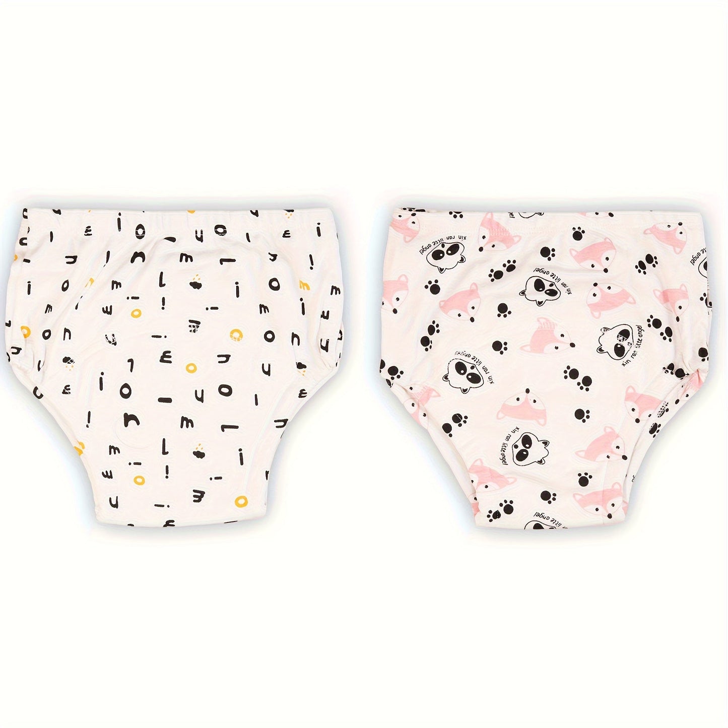 2 pairs of soft potty training pants for girls - reusable cloth diapers with cartoon print in mixed colors/white/pink - great gifts for Halloween and Christmas