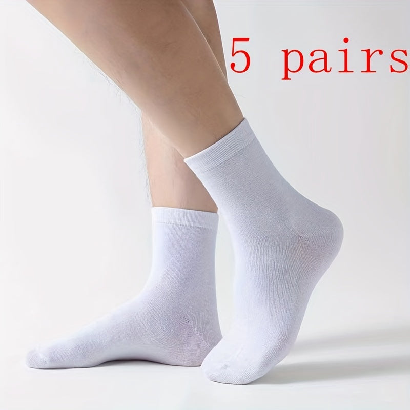 5/10 pairs of men's trendy letter pattern crew socks, breathable and comfortable for outdoor activities in all seasons.