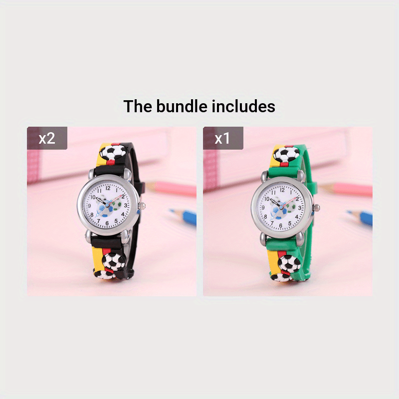 Colorful cartoon football children's watch, perfect gift choice.