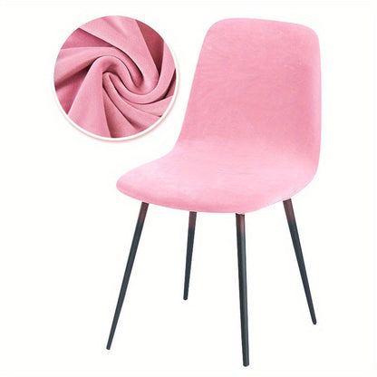 Arc-shaped short back chair slipcover made of velvet fabric, suitable for bar chairs in dining rooms and home offices.