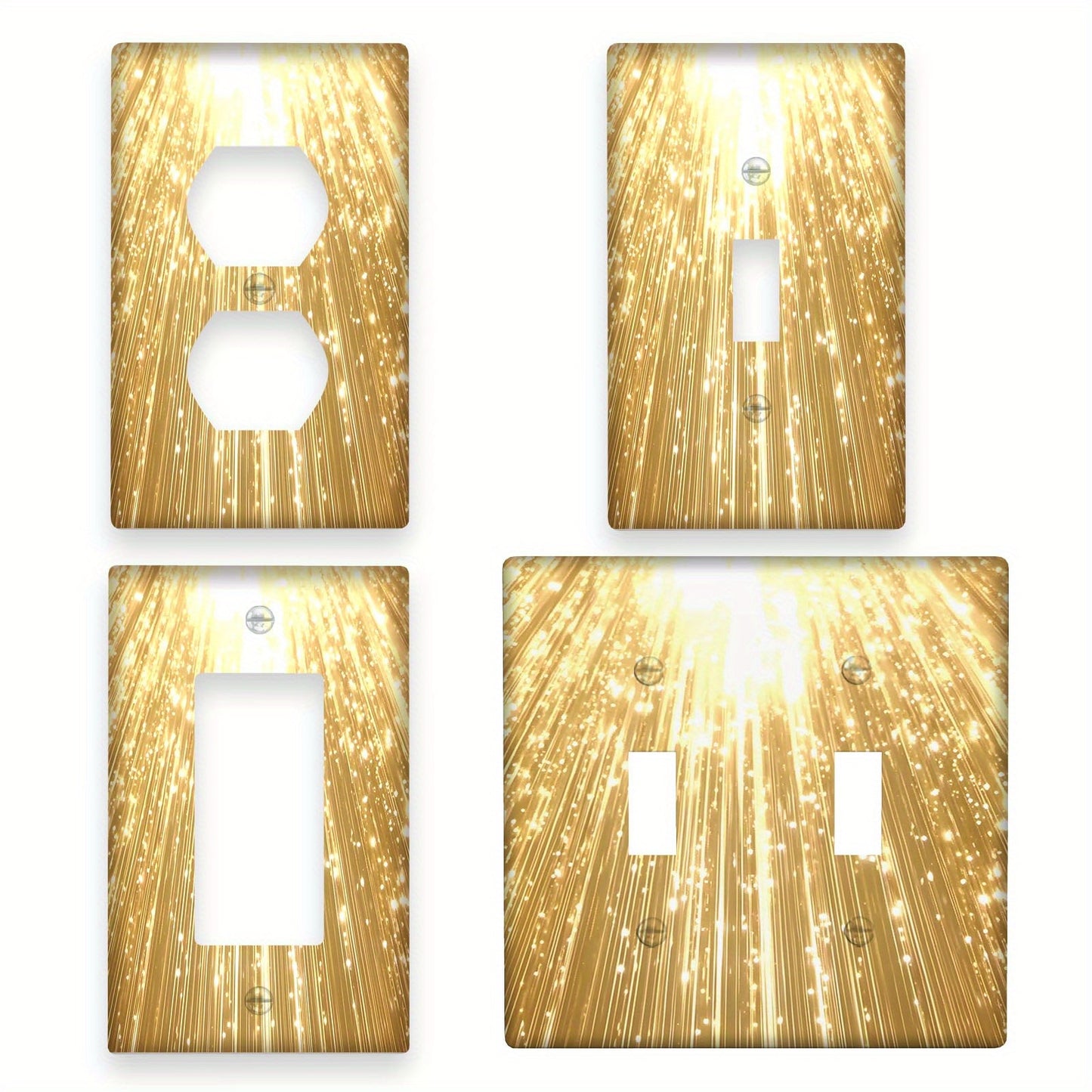 Golden Sparkle Light Switch Cover, Decorative Artistic Design, Battery-Free, Easy to Clean, Versatile for Home Decor, Standard Size.