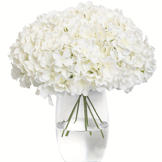 5 White Hydrangea Artificial Flowers with Stems - Great for Weddings, Holidays, Gardens | Versatile, No Container Needed, Suitable for Outdoor Use, Ideal for Christmas and Thanksgiving.