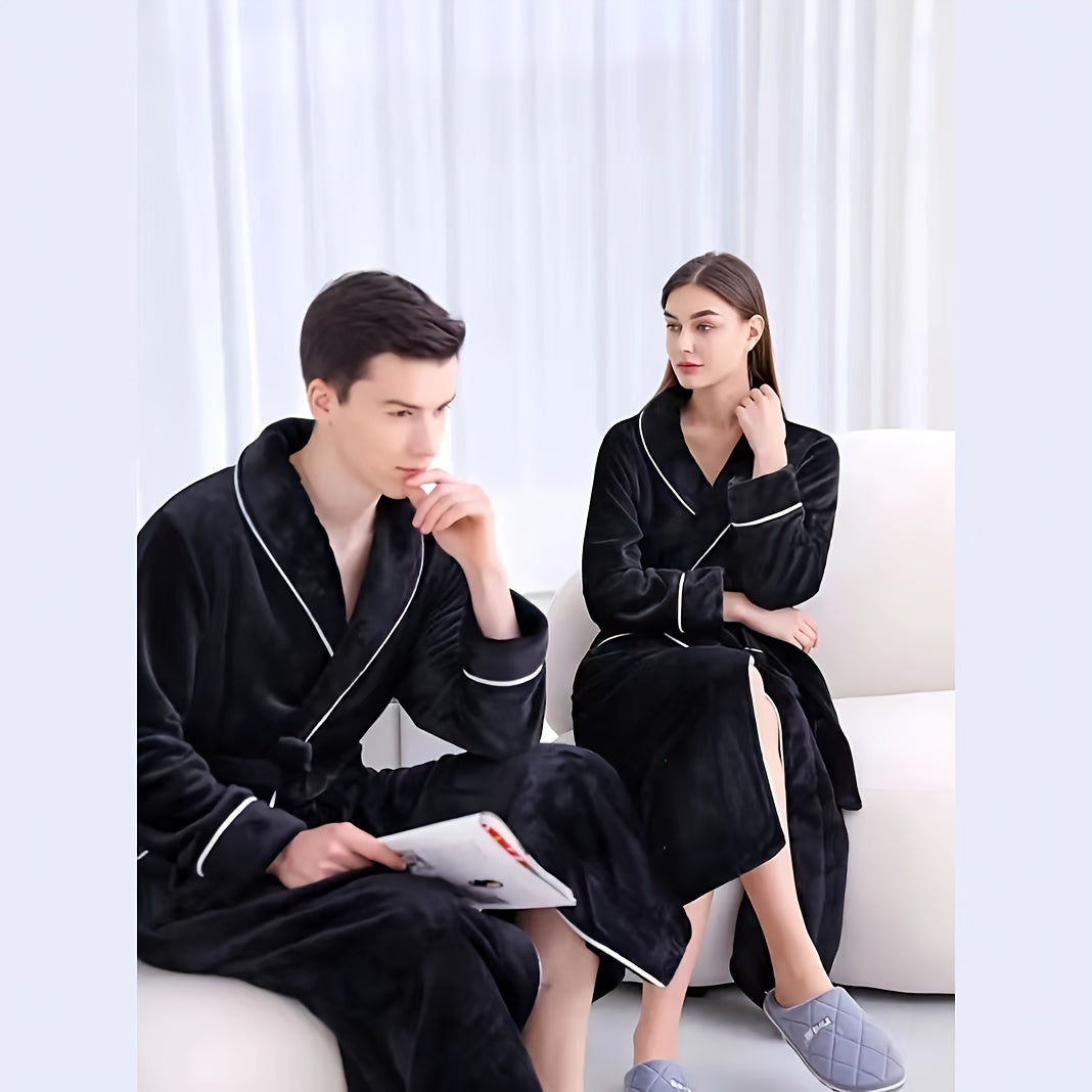 Plaid bath robe for men and women, soft and comfortable, modern style, machine washable, made of 300g/㎡ knitted fabric with polyester fiber, bath towel theme.