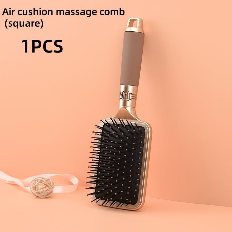 Hair Brush Set for Women with Plastic Bristles for Curly & Straight Styles, ABS Handled Detangling Massage Comb with Airbag for Scalp Massage. Ideal for Long Hair Styling & Smoothing.