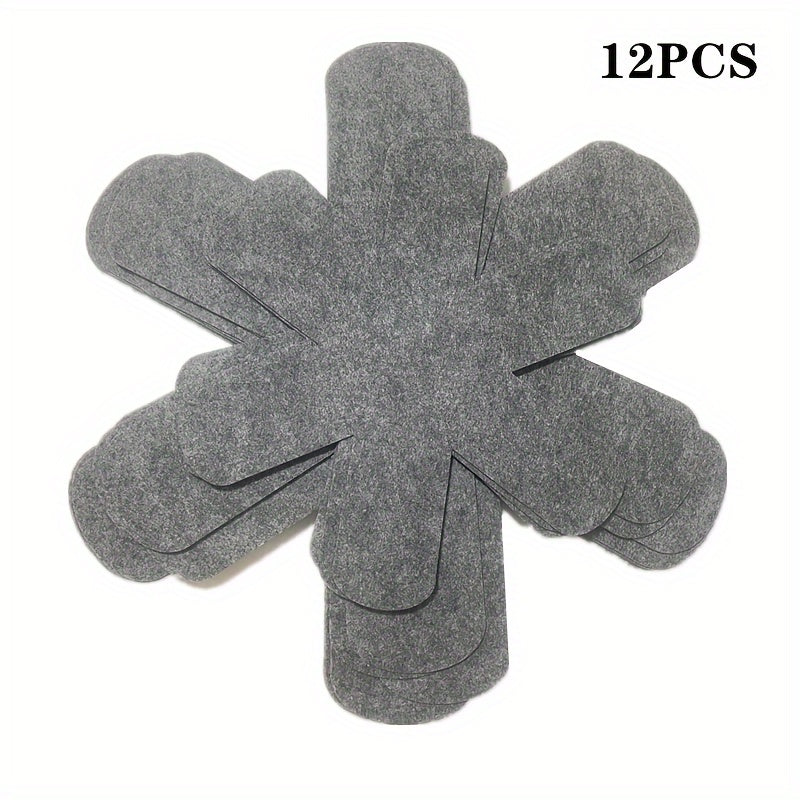 Set of 12 Grey Felt Protector Pads for Cookware - Kitchen Accessories for Pots & Pans, Utensils, Home - Anti-Scratch, Non-Stick