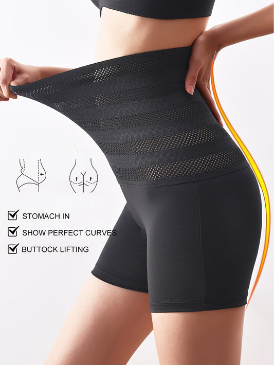 Solid color seamless shaping control panty with high waist for tummy tuck and butt lift.