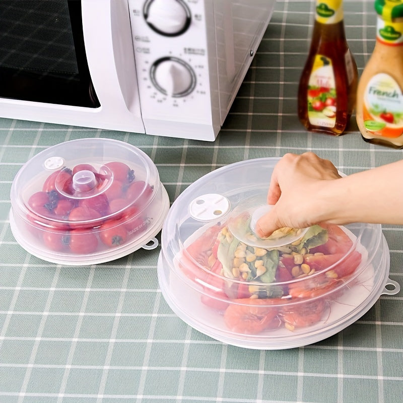 Two pieces of microwave oven fresh-keeping covers that also double as anti-splash bowl covers made of transparent plastic, ideal for maintaining freshness in the kitchen and household.