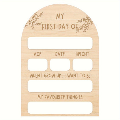 My First Day Wooden Milestone Board - White Reusable Photo Prop for Special Memories