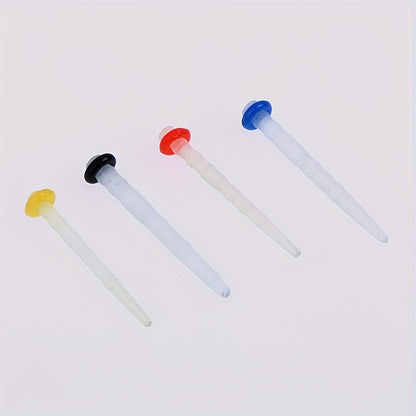 50pcs Quartz Fiberglass Rods with Smooth Matte Finish, Transparent with Blue & Yellow Threaded Ends for Industrial Use.