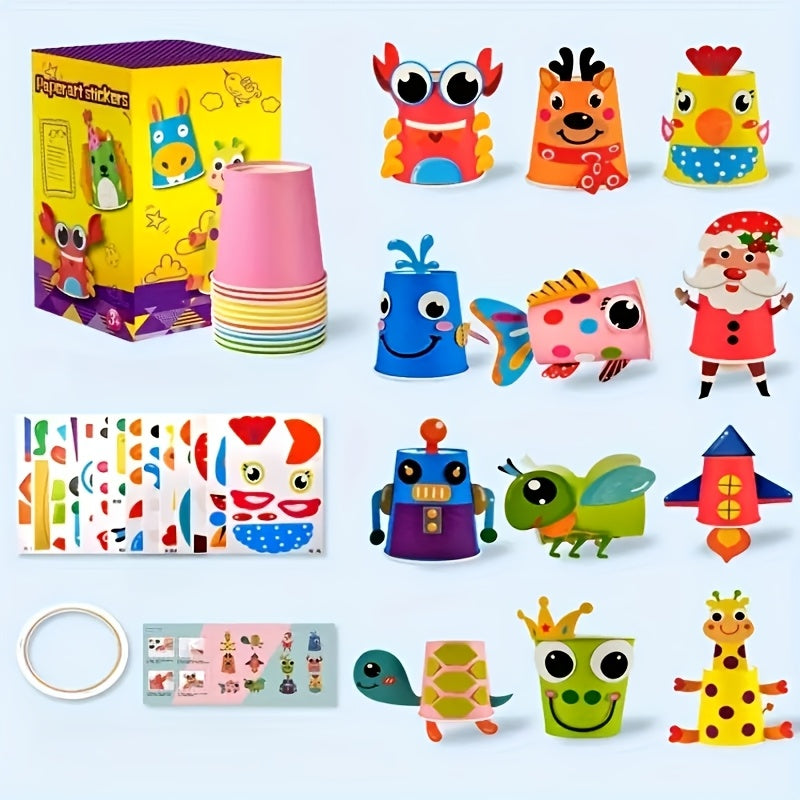 Educational art and craft set with stickers for ages 3-6, enhances fine motor skills, perfect gift for boys and girls.