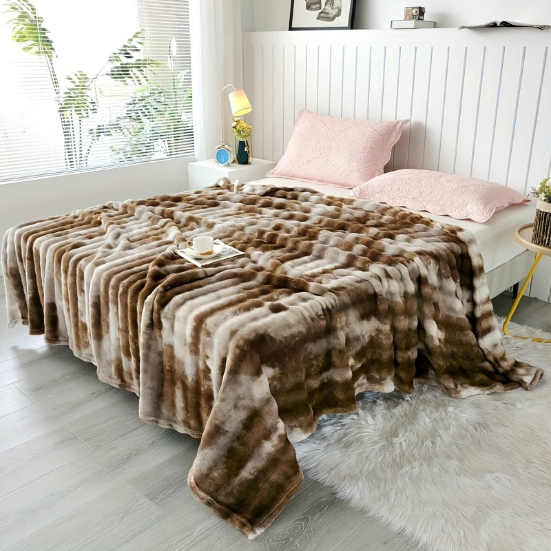 Tie-Dye Ultra-Soft Faux Rabbit Fur Throw Blanket: Plush, Cozy, and Machine Washable for Couch, Bed, or Living Room - Provides All-Season Warmth and Comfort