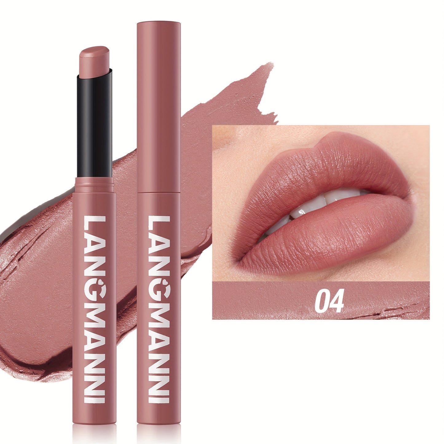 Matte Lipstick Crayon in Berry, Coral, Pink, and Red Shades, Long-Lasting and Moisturizing with Natural Hydrating Finish