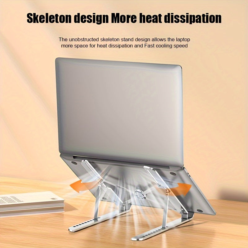 Aluminum laptop stand with adjustable cooling for desktops