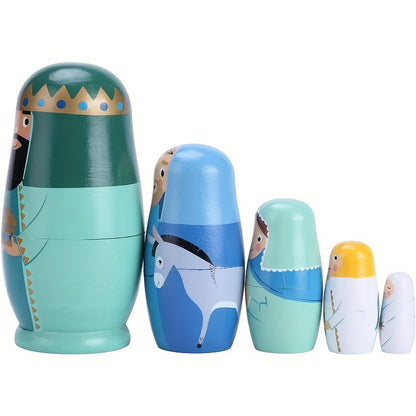 Handmade nesting doll set for kids, great for gifts and home decor. Ideal for Christmas, birthdays, and parties.