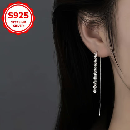 Elegant and sexy, the LULUBRO S925 Sterling Silver Phoenix Tail Chain Earrings offer a stylish Korean-inspired look. These hypoallergenic studs are perfect for daily wear or festive occasions. They make an ideal Valentine's Day or birthday gift, weighing