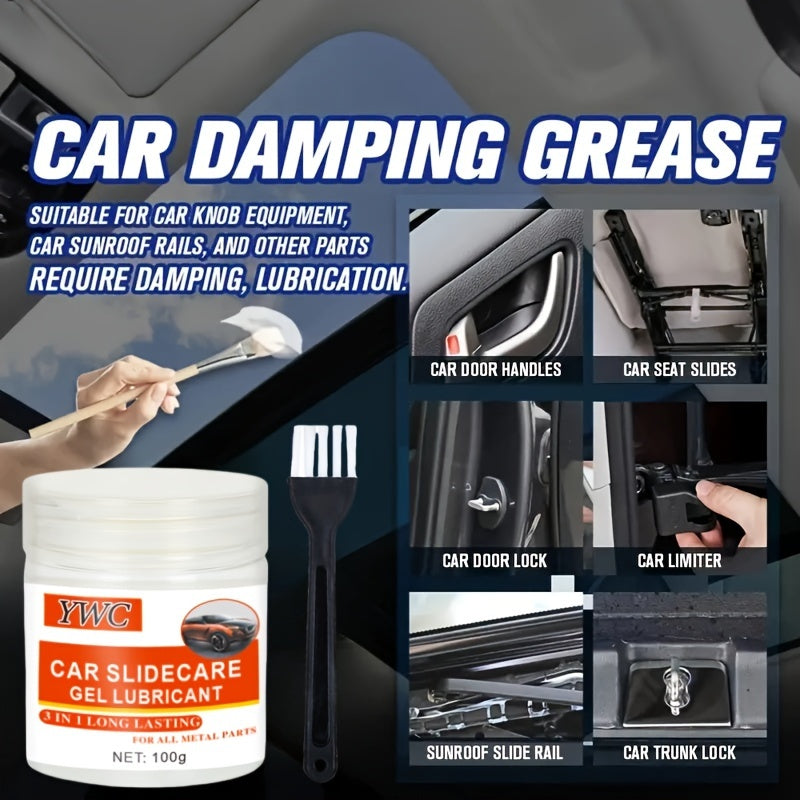 1 piece/set - Automotive grease specially formulated for sunroof tracks, hinges, and window seal maintenance. This factory solid paste-based lubricant is designed to reduce noise and ensure smooth operation. It is suitable for lubricating and polishing