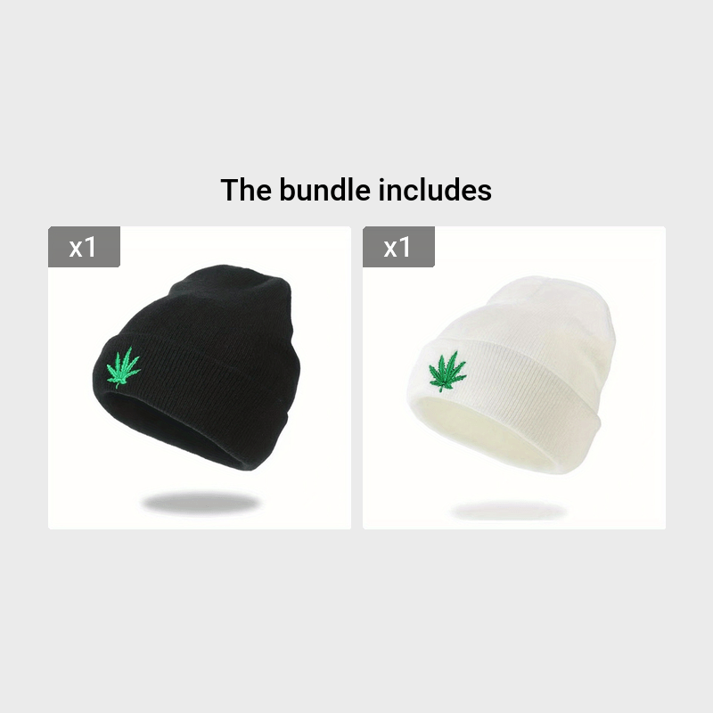 Embroidered Leaf Knit Hat - Stylish Hip Hop Sports Cap for Men, Women, and Teens