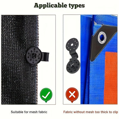 Durable plastic sunshade clips: 100 black net fasteners for garden, bird proofing, and outdoor leisure