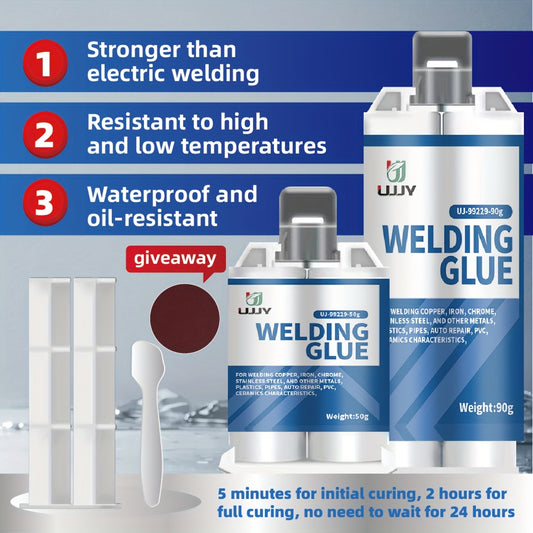 UPVY Strong Welding Glue - Waterproof, Oil-Resistant, High-Temperature Adhesive for various surfaces - Fast Curing, 80g + 30g tubes