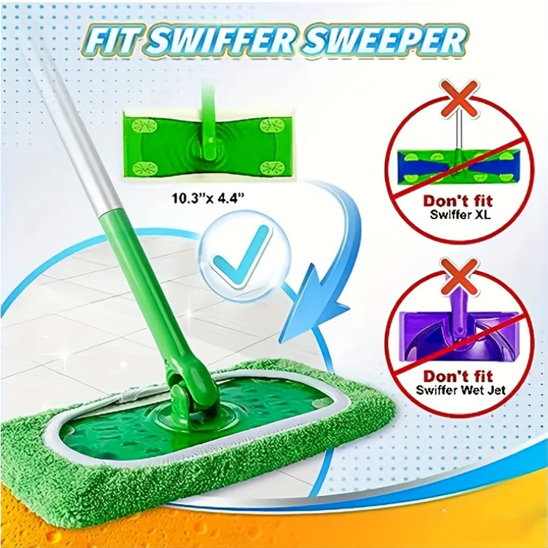 The flat floor mop cloth with a soft elastic band is ideal for all surfaces, offering efficient dust and stain removal. This washable and super absorbent microfiber mop head refill is a reusable option for home cleaning supplies.