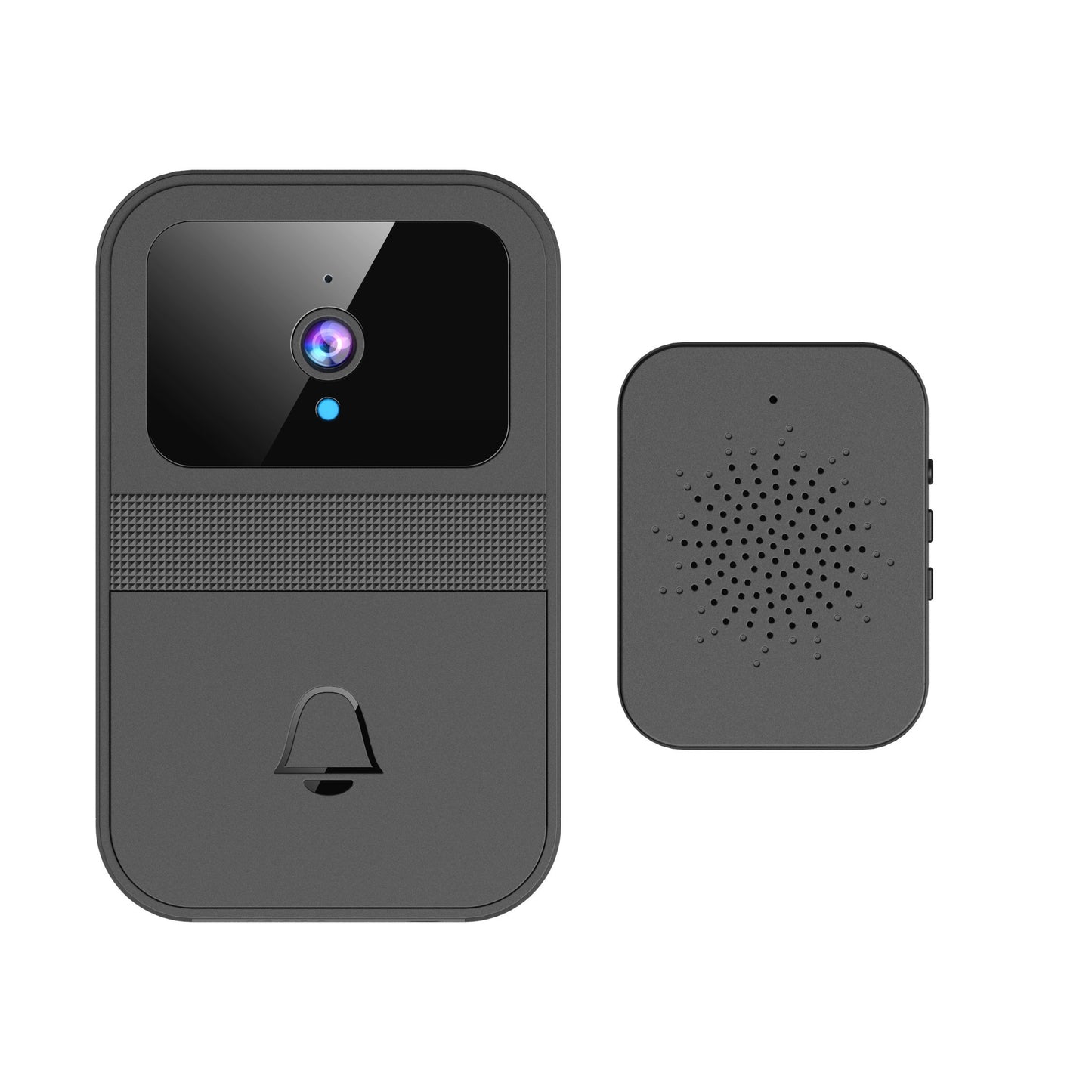 SELFIECOM D9 Smart Video Doorbell with features including 2.4 GHz Wi-Fi, 480p Video, Built-in Microphone, Night Vision, Button Control, Wall Mount, Battery Operated, App Enabled Intercom