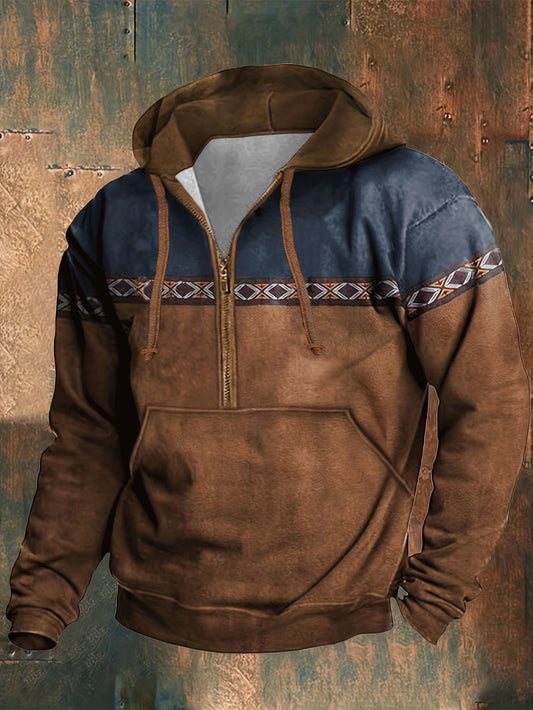 Men's Plus Size Contrast Color Hoodie for Fall/Winter