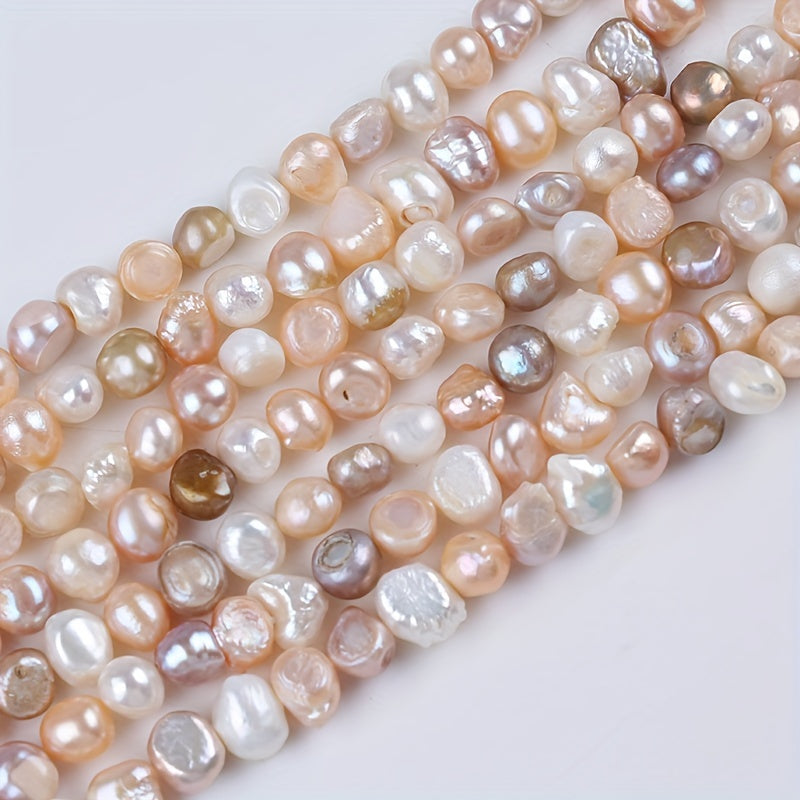 Top Pick: Set of 42 A-Grade 8-9mm Baroque Natural Pearl DIY Necklace Accessories with Light Side on Two Sides in White, Pink, and Purple