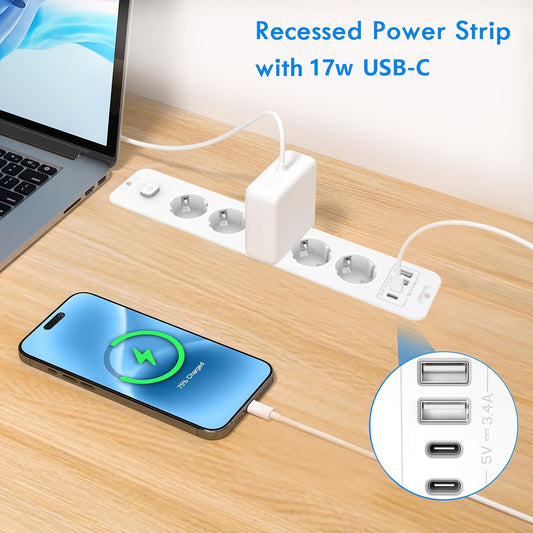 A versatile home USB power socket with 9 features including 4 USB ports, 5 DC sockets, one high-power socket, and a 6.56-foot extension cord, suitable for various settings.