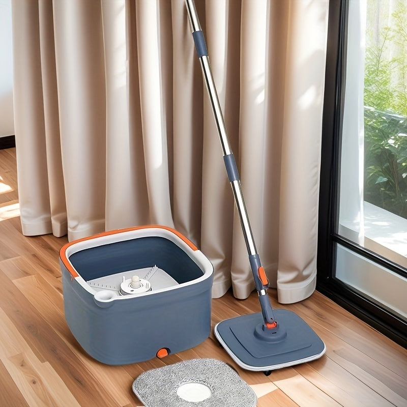 Effortlessly clean your floors with the EasyWring Spin Mop and Bucket Set. This convenient set includes a separate dirt chamber for hand-free washing, making it perfect for both wet and dry cleaning in kitchens, bathrooms, and living rooms. Constructed