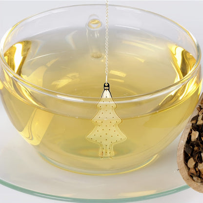 Festive Christmas Tree-Shaped Stainless Steel Tea Infuser - Ideal Loose Leaf Tea Strainer for Holiday Celebrations, Tea Parties, and Gifts - Includes Chain for Easy brewing and Tea Gifts