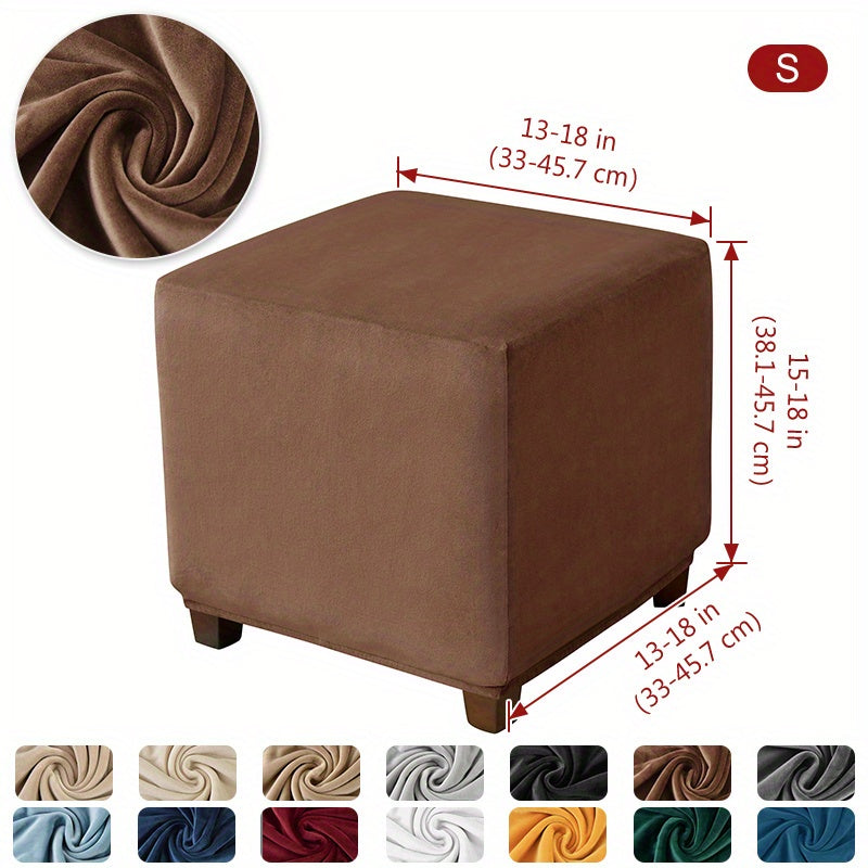 Velvet square ottoman cover for storage stool, with elastic and all-inclusive design.