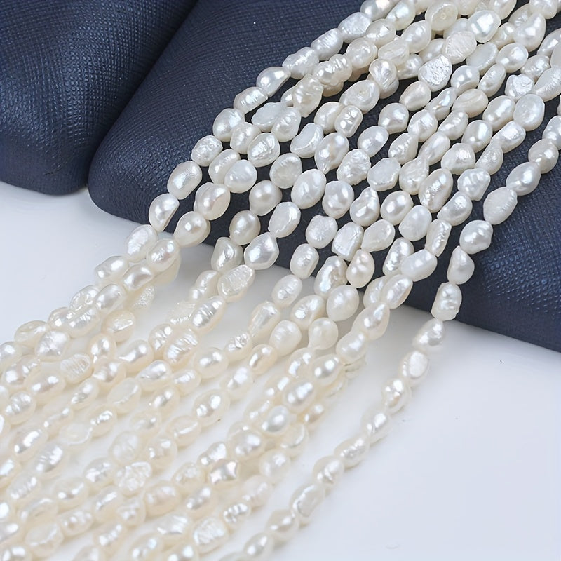 White Straight Hole Freshwater Pearl Loose Beads for DIY Jewelry Making, 1 Strand 36cm/14.17inch