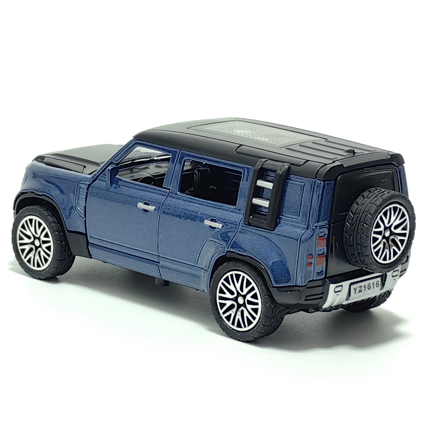 Blue and black Alloy Sports Car model with opening doors, detailed off-road vehicle toy, perfect for display and cute winter car accessory.