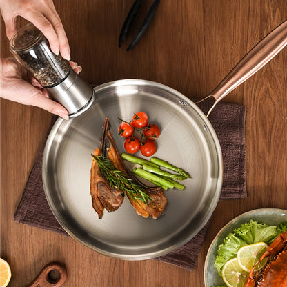 Premium 304 Stainless Steel Frying Pan with Lid, 26cm/10.24in - Safe for All Cooktops, Nonstick, Scratch-Resistant, Professional Quality Steak Pot - 1 Piece