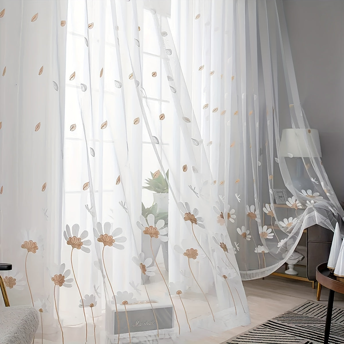 Add a touch of simplicity and charm to your living space with this 1-piece Simple Animal Embroidery Tulle Curtain. Featuring a beautiful pastoral style flower embroidery design, this window sheer curtain is perfect for adding a delicate touch to your