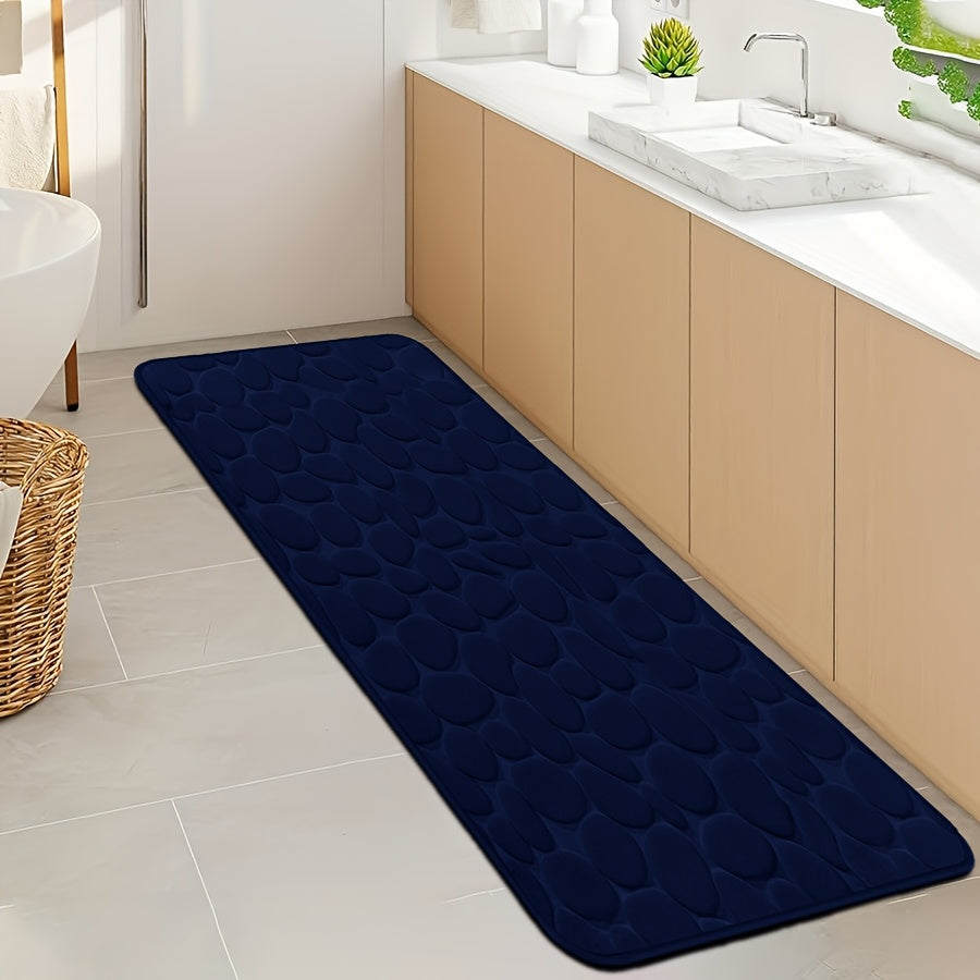 Quick-Dry Pebble Bath Mat, Thick Non-Slip Sponge Floor Mat for Bathroom, Machine Washable, Soft Coral Fleece - Ideal for Home Decor in Kitchen, Laundry Room, Bedroom, and Bathroom.