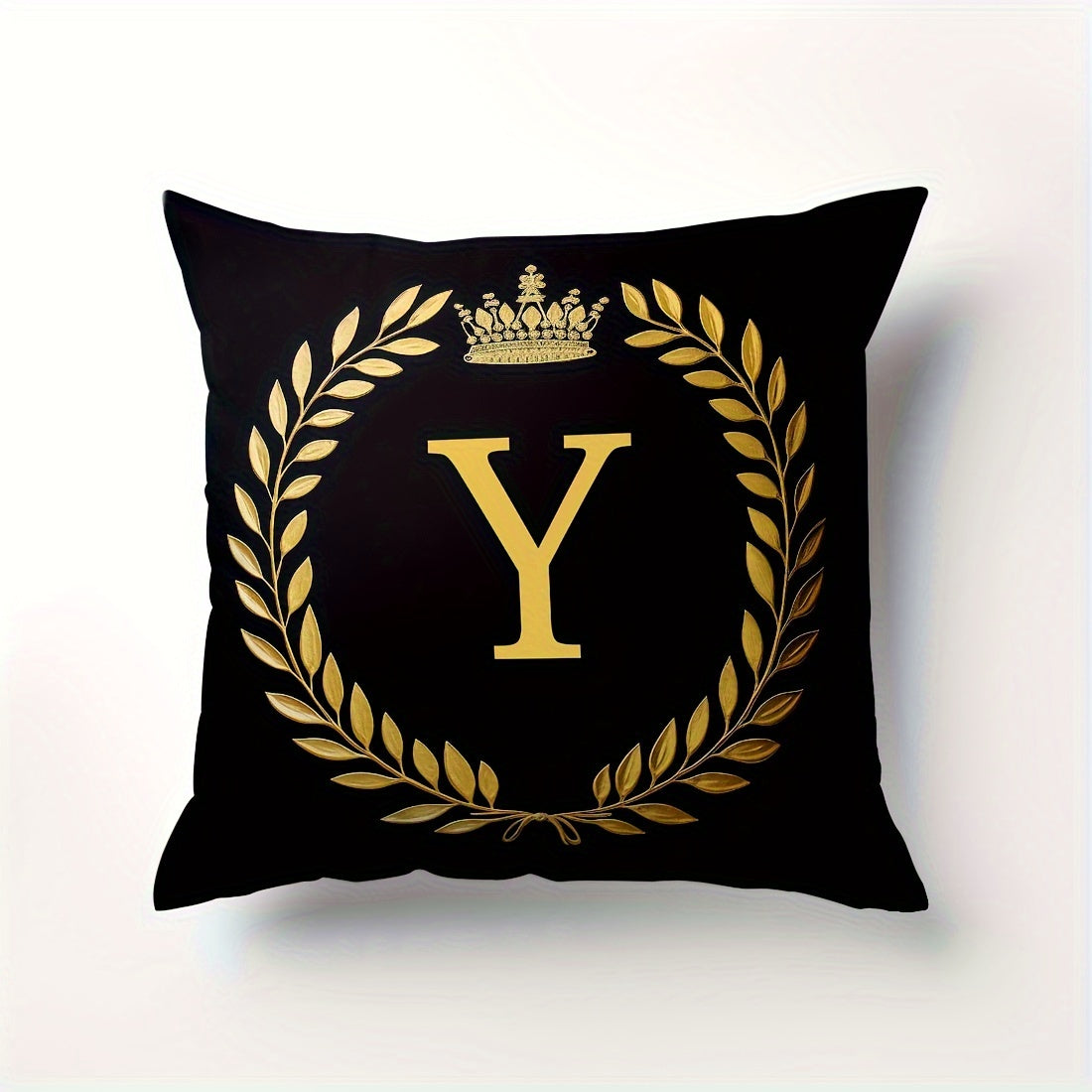 Stylish English letter print pillow cover made of soft peach skin velvet. Features zip closure and machine washable. Measures 45.72x45.72 cm, ideal for home and office decor.