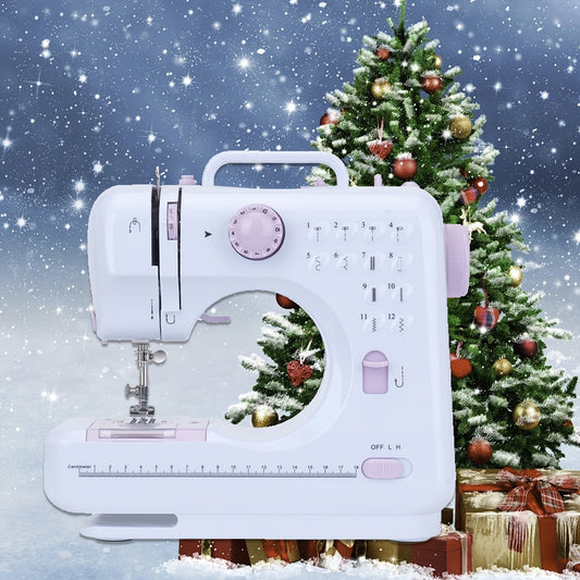 505A Portable Electric Sewing Machine - 12 Stitches, Adjustable Speed, Reverse Function, Ideal for Beginners & Home Use, Purple