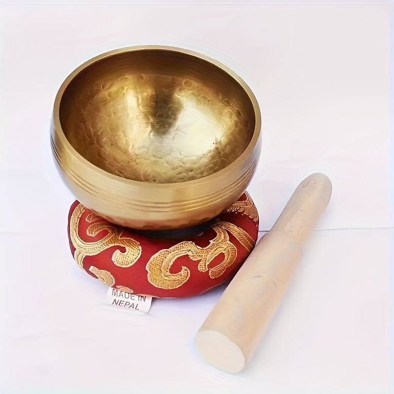 Tibetan Singing Bowl Set for Meditation, Healing, and Relaxation - Hand-Hammered Copper with Mallet