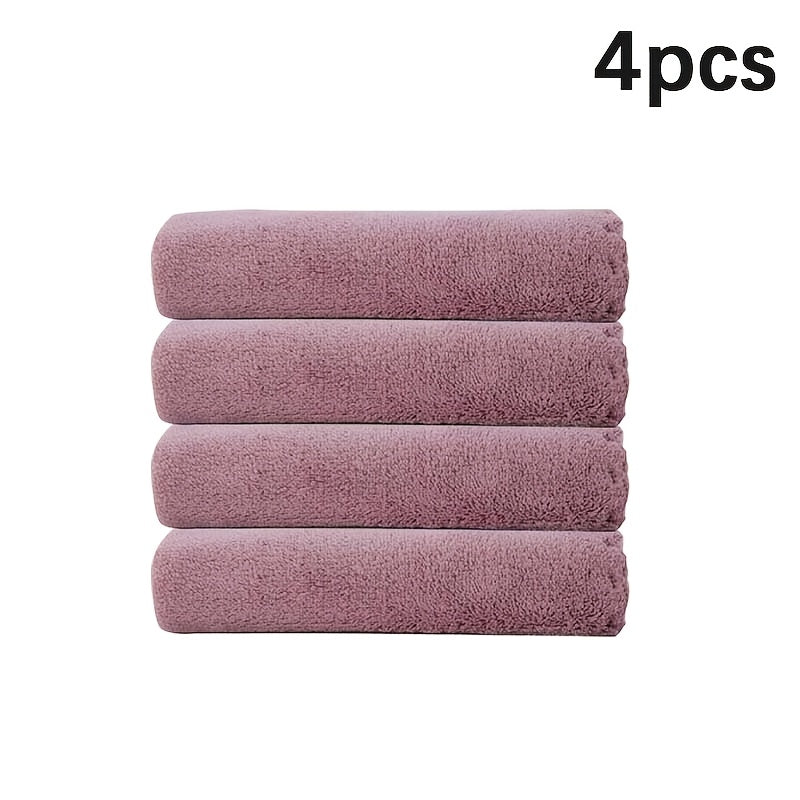 Set of 4 square towels measuring 27.94*27.94cm. Soft, absorbent, versatile for bathroom and household use.