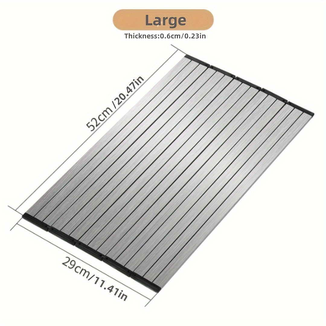 Stainless Steel Foldable Cutting Board with Drain Rack - Hygienic, Non-Slip, Double-Sided for Meal Preparation and Defrosting - Perfect for Home Cooking and Special Occasions, Convenient Holiday Kitchen Tool | Space-Saving Design | Long-Lasting Durability