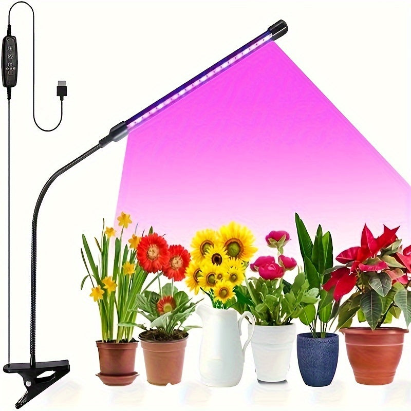 USB powered LED grow light with flexible gooseneck, full spectrum plant light, foldable design, touch control for indoor plants (adapter not included)