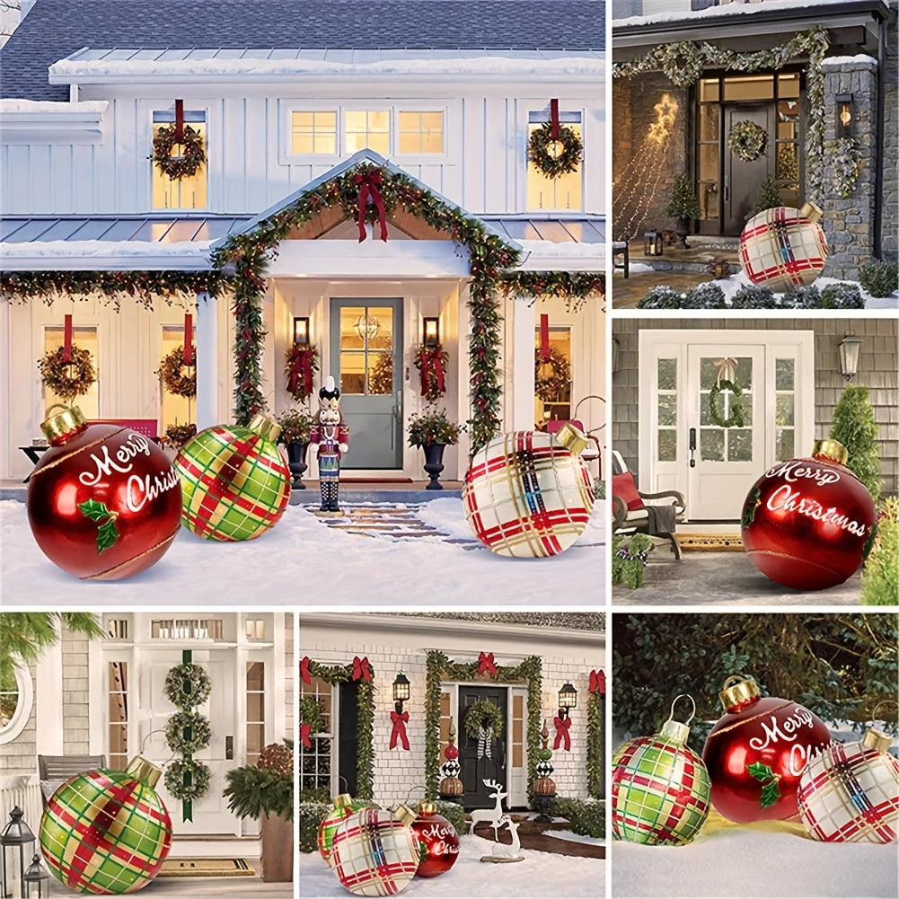 Inflatable Christmas balls are eye-catching PVC balloons used in gardens, entrance passages, front doors, terraces, lawns, and entrance halls for seasonal decoration.