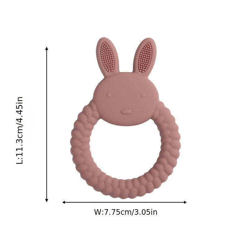 Silicone Teething Toy for Babies - Cute Rabbit Design, Safe for Chewing and Soothing Gums, Perfect for Newborns