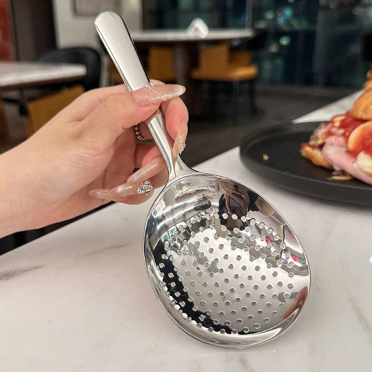 Large Stainless Steel Buffet Spoon - Perfect for Parties, Banquets, and Buffets! This dishwasher-safe utensil is a practical addition to any kitchen, ideal for serving up delicious meals for the whole family.