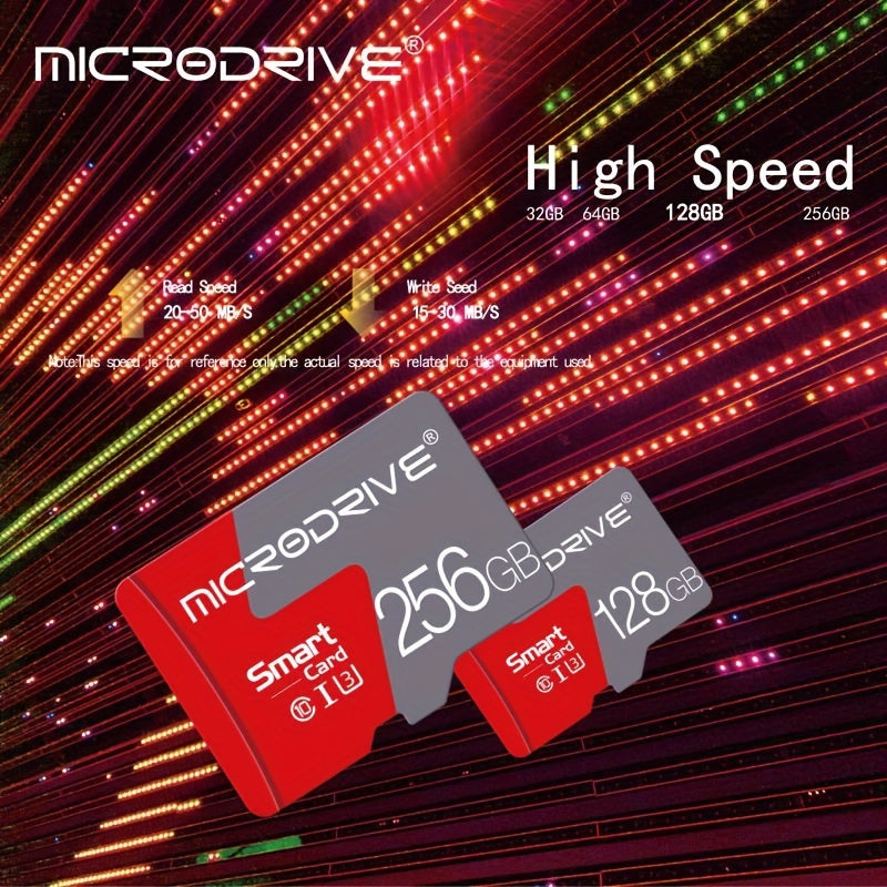 High Speed Class 10 Micro SD Memory Card with SD Adapter - Available in sizes up to 256GB and U3 Rating for expanding storage in smartphones, cameras, DVR, and monitors.