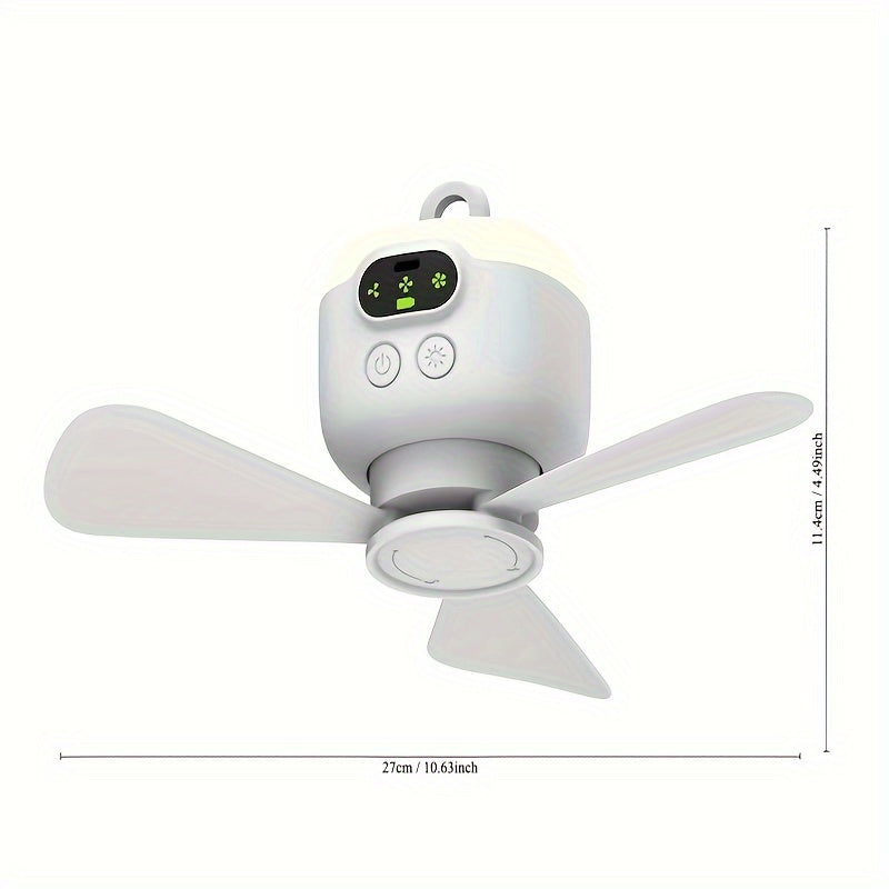 8000mAh USB-rechargeable portable camping fan for tents and outdoor use in white color.