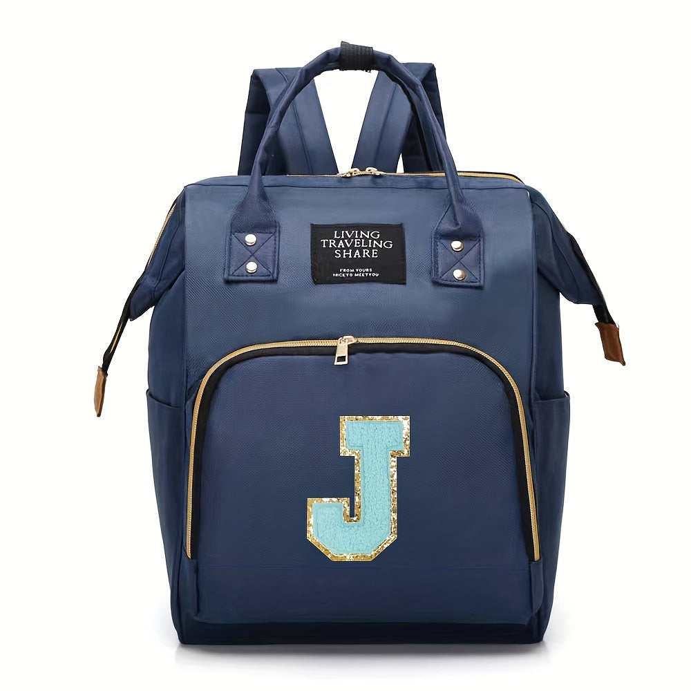 Blue Polyester Mommy Backpack with Multiple Compartments and Bottle Holder - Stylish and Roomy Diaper Bag, Ideal for Travel - Great for Thanksgiving and Christmas