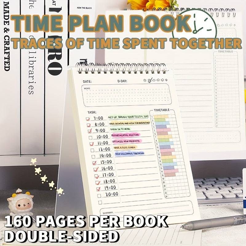 A5 daily planner notebook with 160 pages for organizing schedules and tasks at work or school.